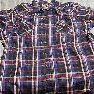 Ely Cattleman Men's Plaid Pearl Button-Down Western Shirt - Blue and Red